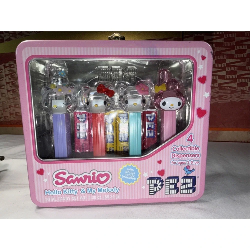 NIB Pez Sanrio Hello Kitty & My Melody 4 Pack Collectible Dispensers Lunchbox